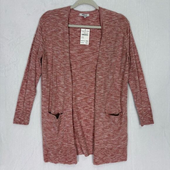 New Madewell Heathered Pink Open Cardigan Sweater Size XXS - Picture 1 of 9